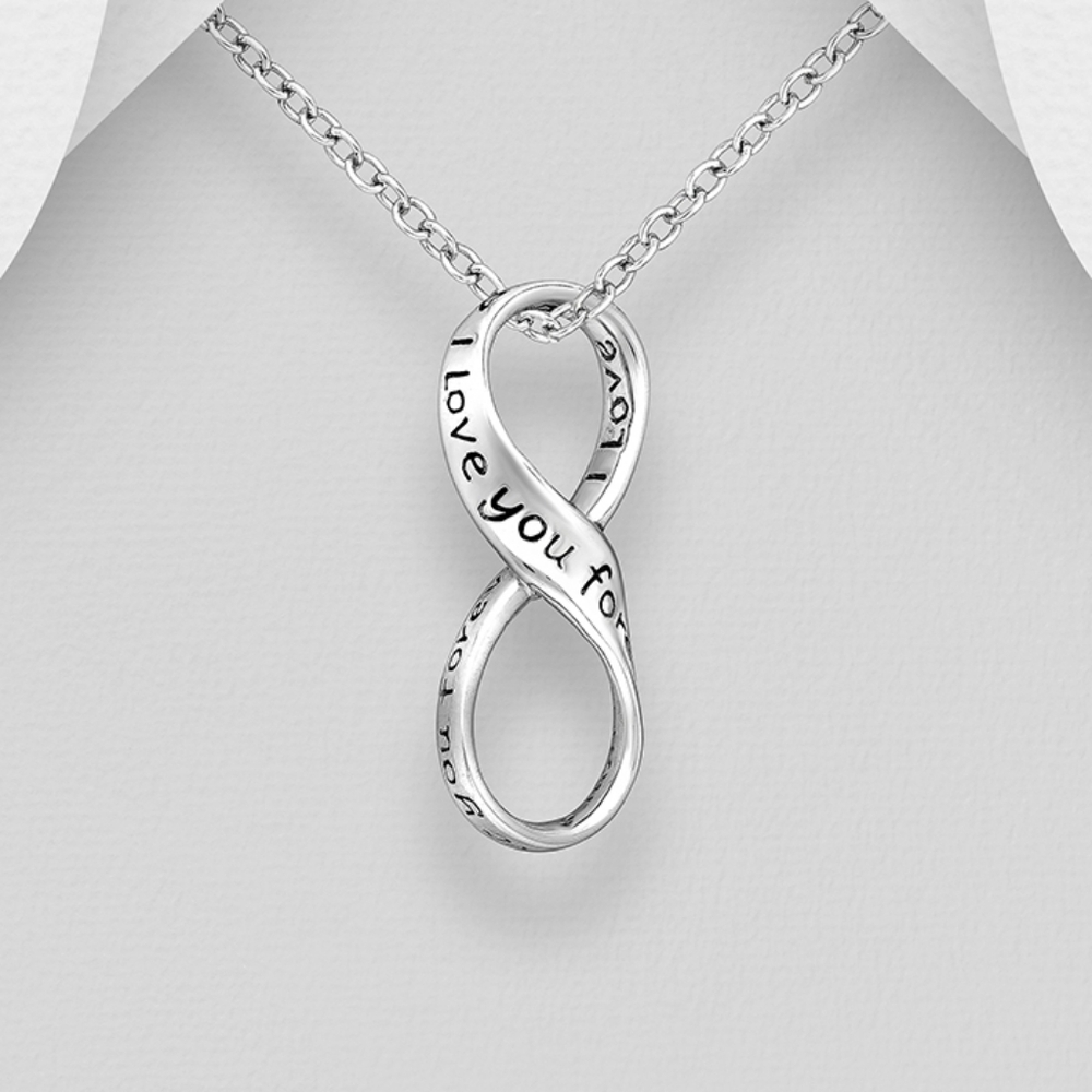 New! Sterling Silver 925 I Love You Forever Infinity Pendant Necklace & Chain